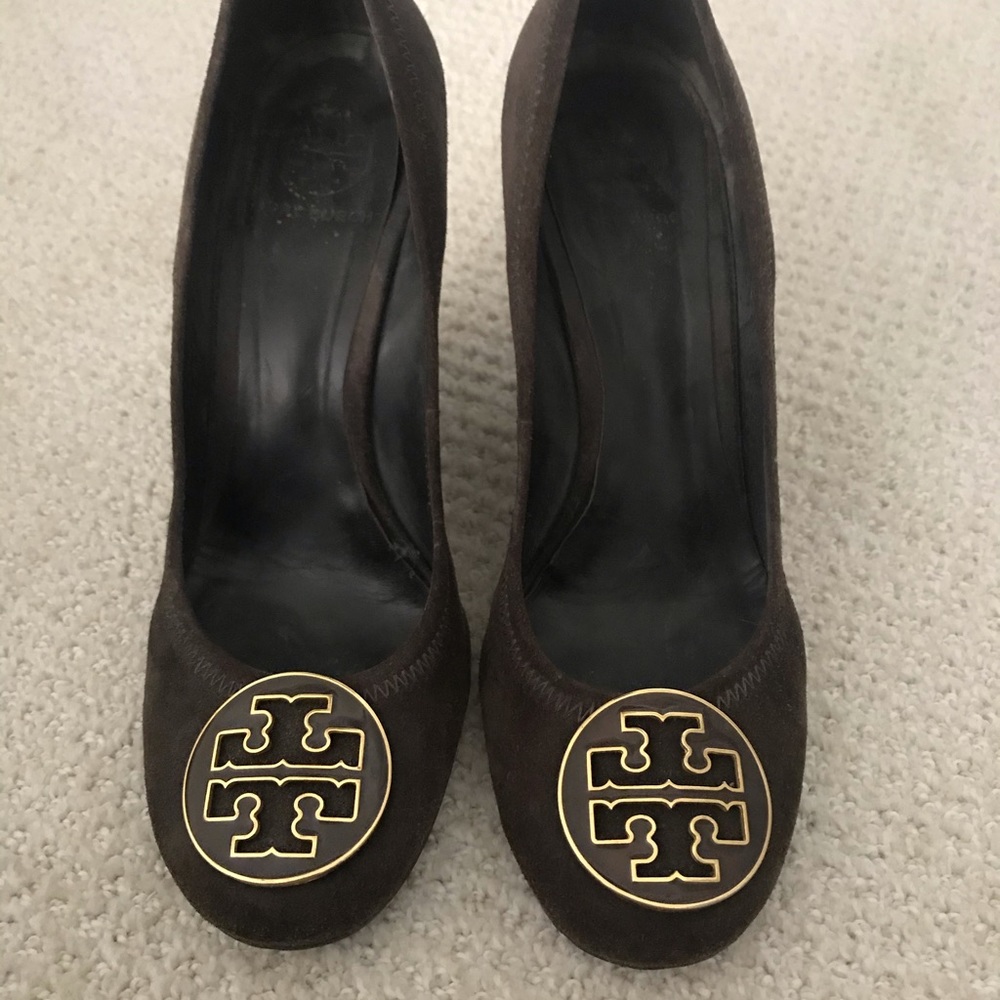 Tory Burch brown suede wedges